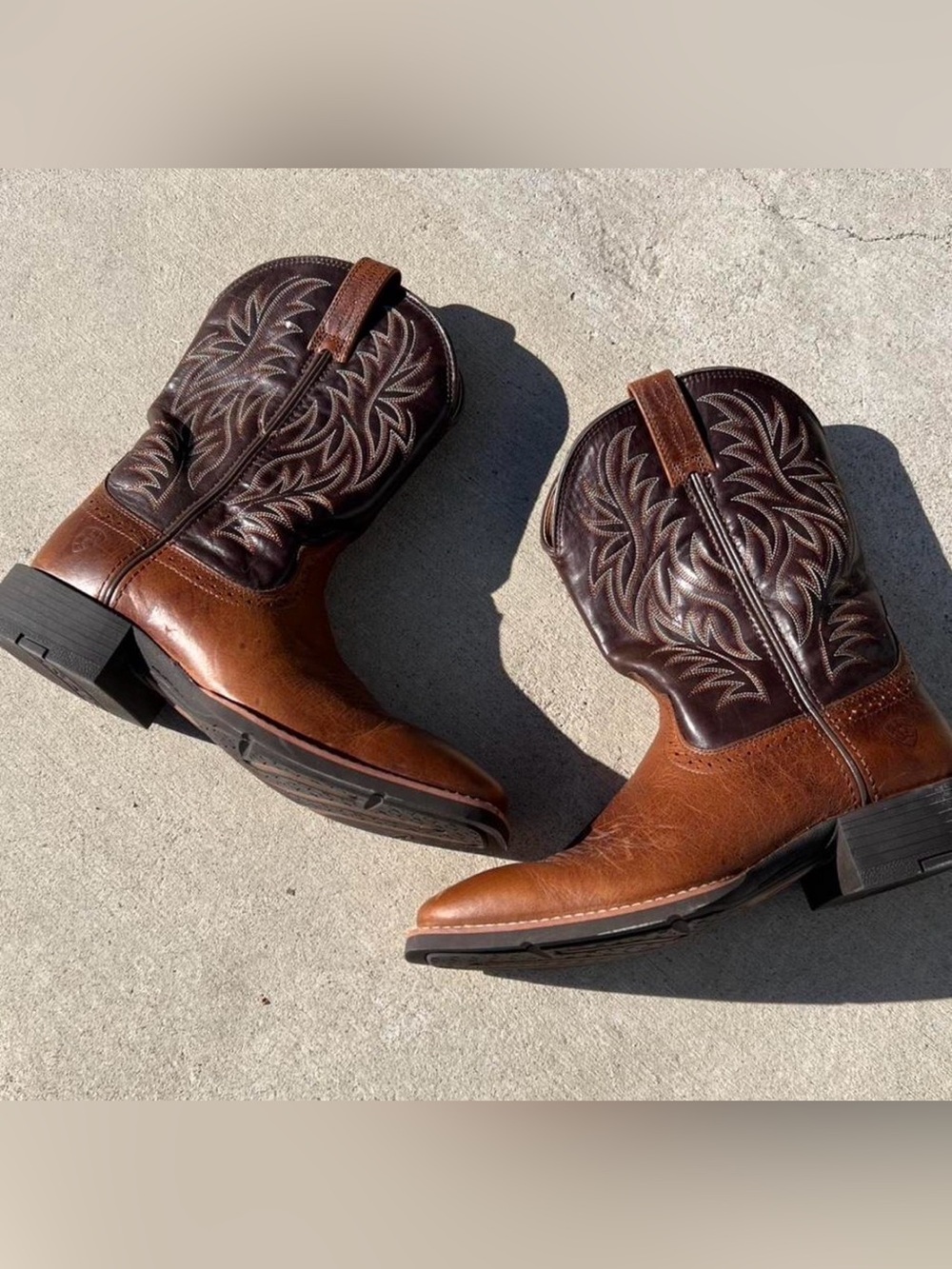 Ariat Two-Tone Brown Leather Western Boots